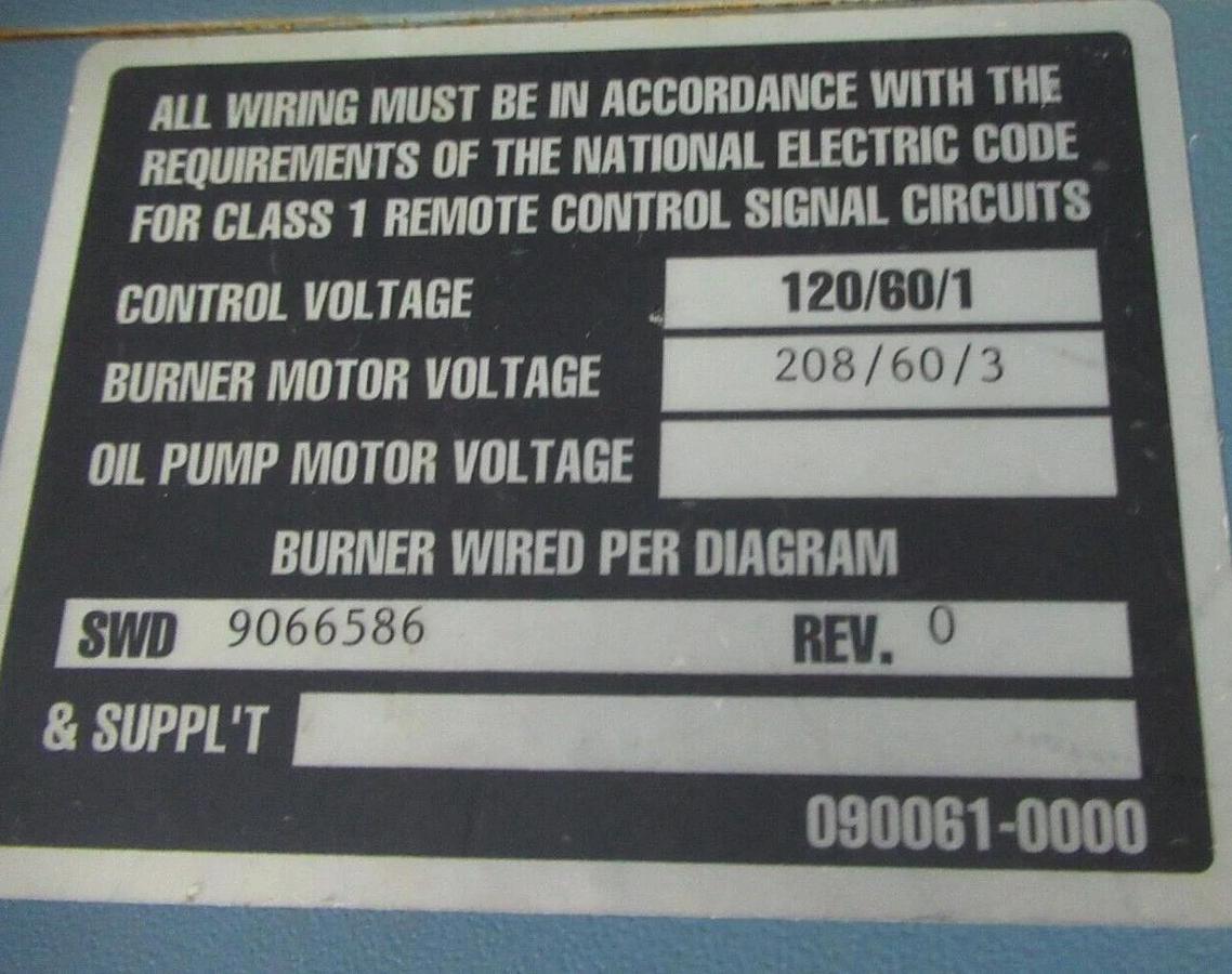 Used GORDON-PIATT NATURAL GAS BURNER TS10.2-G-50 3448 MBH 208 VOLT 14 AMP AR710049