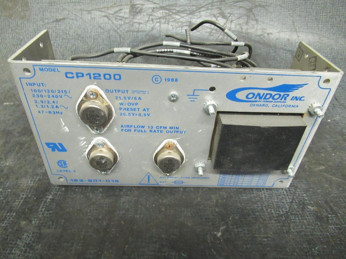 Used CONDOR POWER SUPPLY CP1200 163-901-016 240VAC 1.4A OUTPUT: 21.5VDC 5A