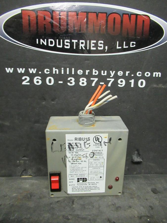 Used FUNCTIONAL DEVICES RIBU1S ENCLOSED PILOT RELAY 10 - 30 VDC / 120 VAC