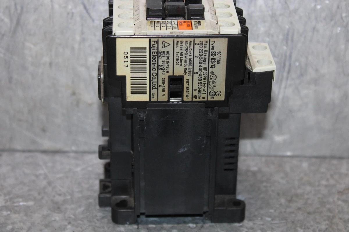 Used FUJI ELECTRIC CONTACTOR SC-03/G SC11AG 600 VOLT 20 AMP 4 kW COIL: 24 VDC