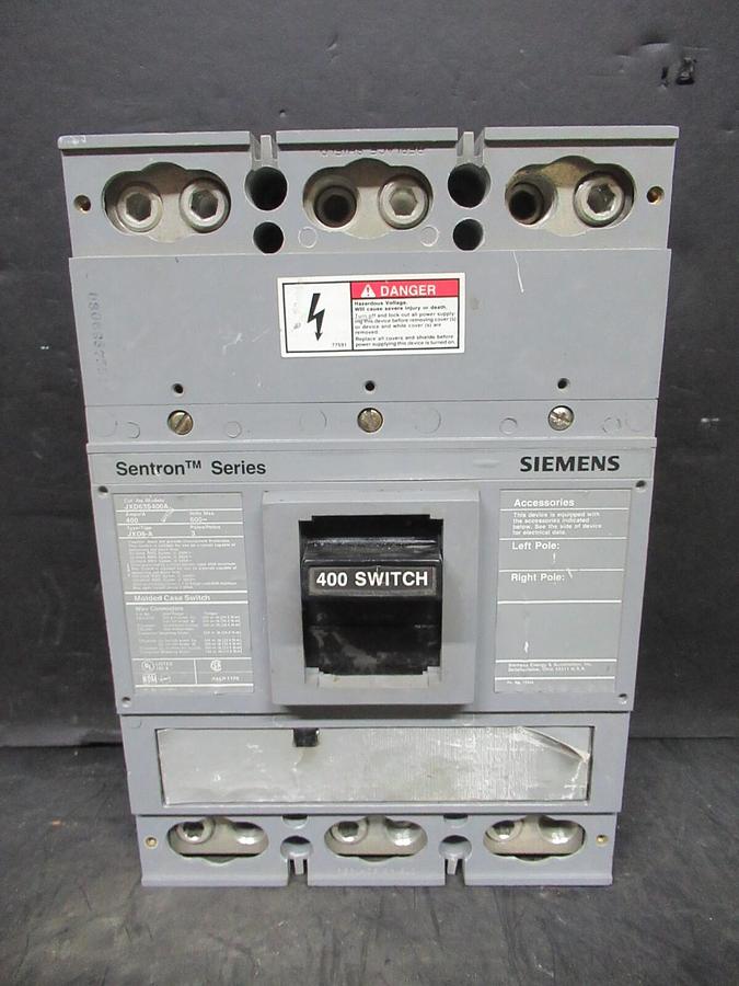 Used SIEMENS SENTRON MOLDED CASE SWITCH JXD63S400A 400 AMP 600 VAC 3-POLE