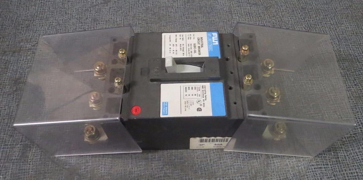 Used FUJI ELECTRIC CIRCUIT BREAKER BU3EHV-040L 40 AMP 600 V 3 POLE W/ GUARDS