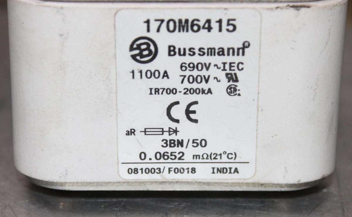Used BUSSMANN SQUARE BODY FUSE 170M6415 690/700 VAC 1100 AMP **WARRANTY**