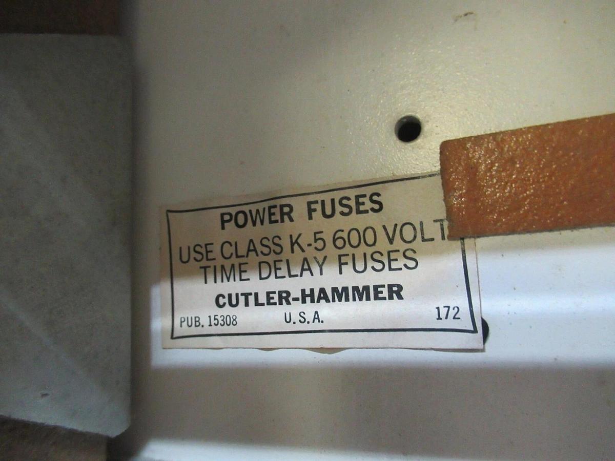 Used CUTLER HAMMER MOTOR CONTROL BUCKET 17" NEMA SIZE 2 STARTER A10DN0 35 AMP FUSES