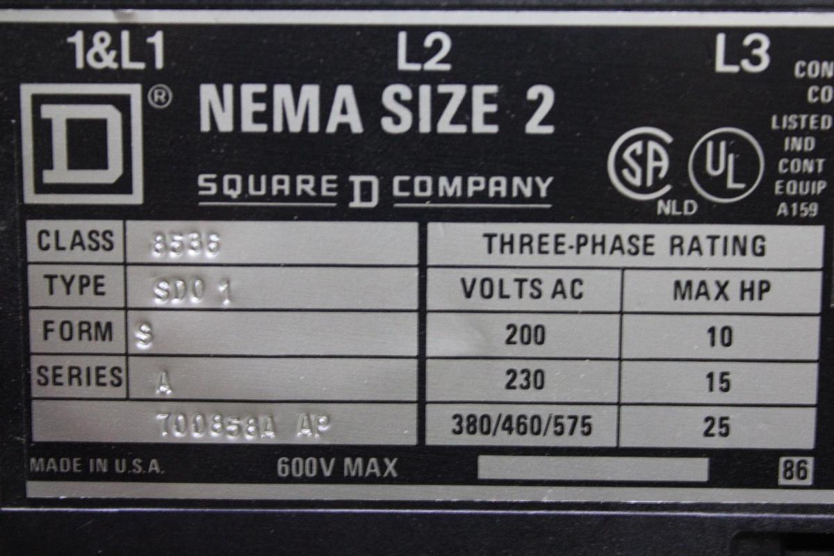 Used SQUARE D MOTOR CONTROL STARTER BUCKET MCC MODEL 4 12" NEMA 2