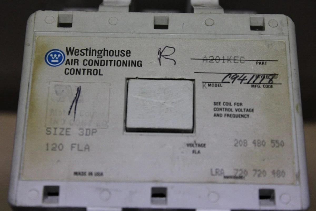 Used WESTINGHOUSE CONTACTOR A201KEC MODEL K 120 AMP 600 VOLT SIZE: 3DP COIL: 120V