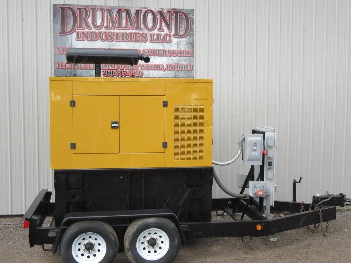 Used 60 KW DIESEL GENERATOR KATOLIGHT 120/240 & 480V JOHN DEERE RENTAL SPEC. TRAILER