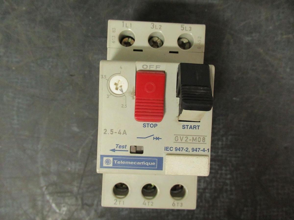 Used TELEMECANIQUE MANUAL MOTOR STARTER GV2-M08 600V 4A 3HP **WARRANTY INCLUDED**