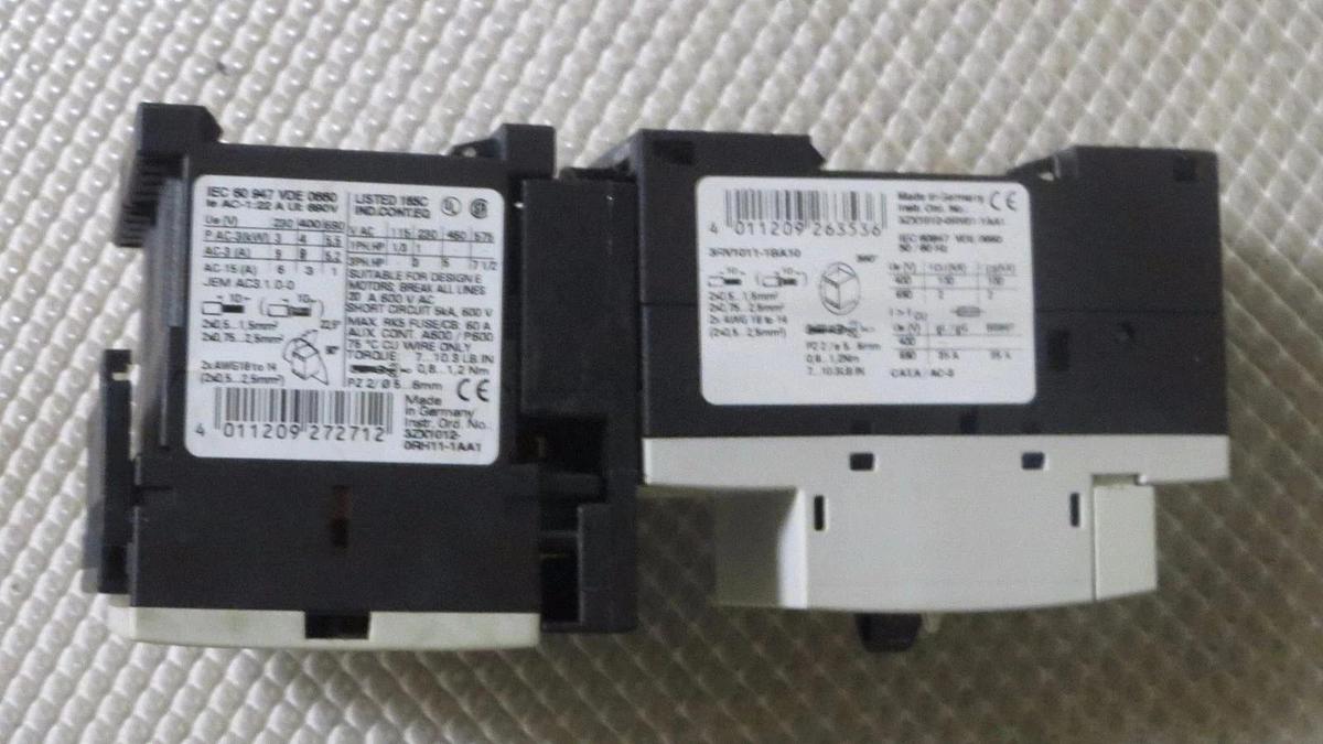 Used SIEMENS SIRIUS MOTOR START SET 1.4-2 AMP # 3RV1011-1BA10 W/ 3RT1016-1BB42 X 2