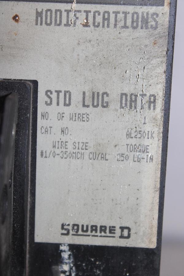 Used SQUARE D I-LINE CIRCUIT BREAKER KA36110 SERIES 2 110 AMP 600 VAC 3-POLE