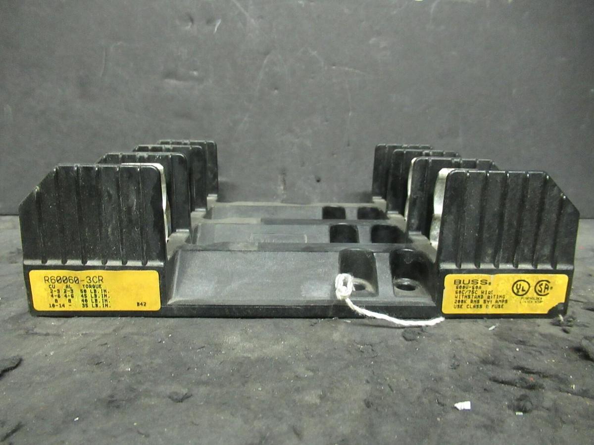 COOPER BUSSMANN 60 AMP 600 VAC FUSEHOLDER R60060-3CR CLASS R FUSE BLOCK EATON