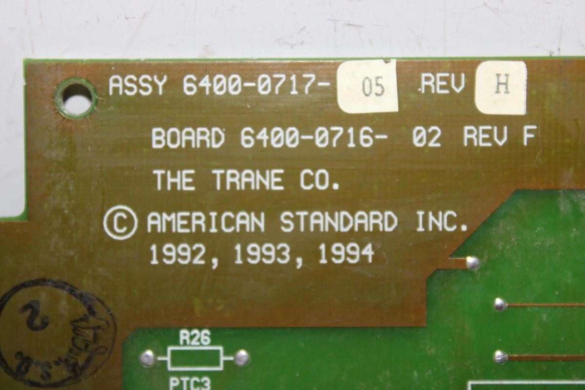 Used TRANE INTERACTIVE DISPLAY CIRCUIT BOARD 6400-0717-05 REV. H 6400-0716-02 REV. F