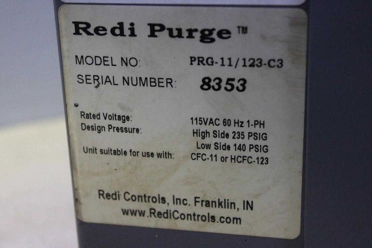 Used REDI-CONTROLS REDI-PURGE PRG-11/123-C3 HVAC CONDENSER PANEL 115V 1-PHASE