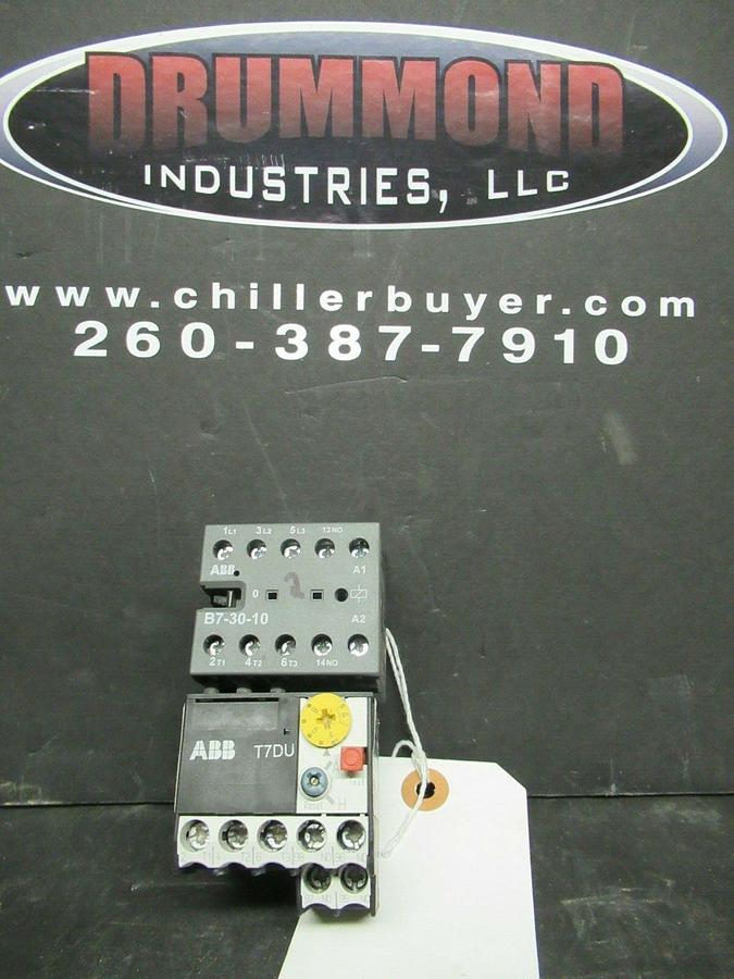 Used 16 AMP ABB STARTER B7-30-10 600 VAC 5 HP COIL: 24 VAC W/ T7DU OVERLOADS 4-6 AMP