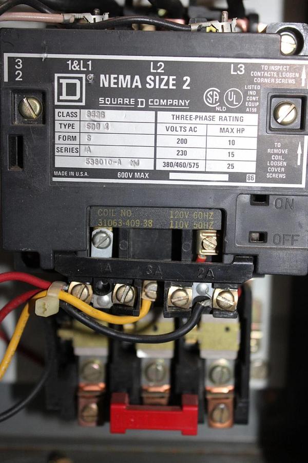 Used SQUARE D FUSIBLE COMBINATION STARTER 8538SDG14 60 AMP NEMA 3R SIZE 2 600V