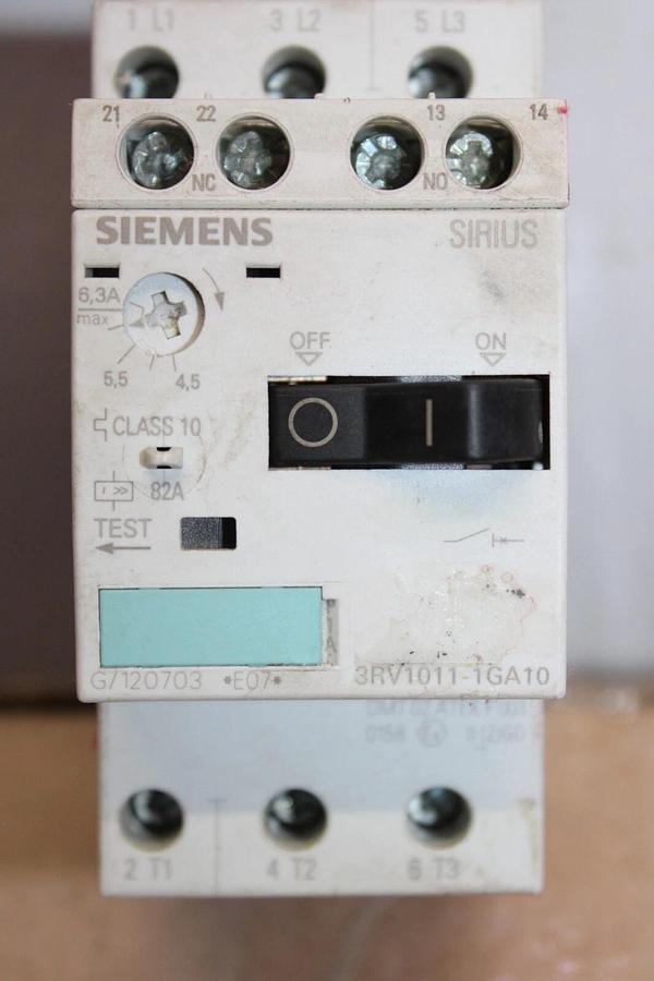 Used SIEMENS MANUAL MOTOR STARTER 3RV1011-1GA10 600 VAC 6.3 AMP 5HP **WARRANTY**