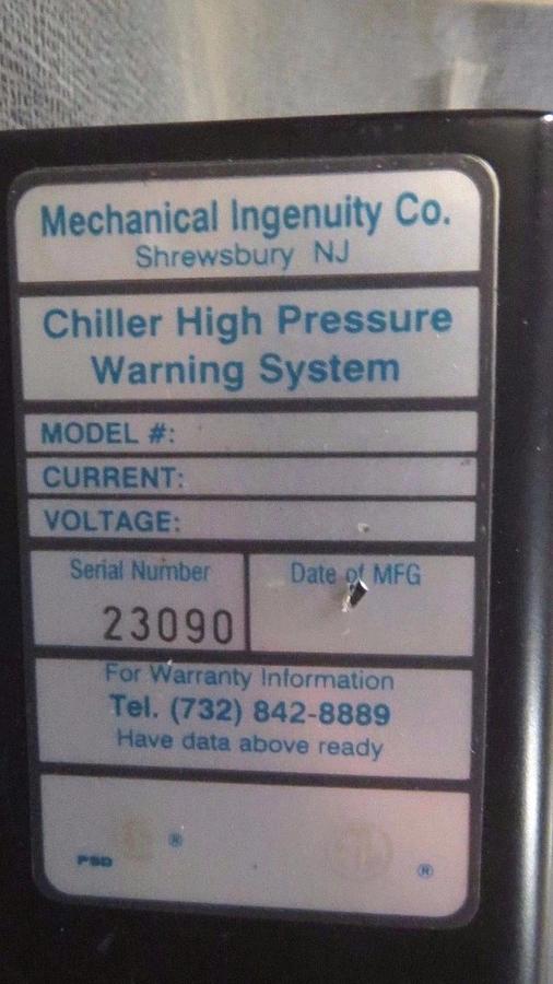 Used MECHANICAL INGENUITY PRELERT/PREVAC CHILLER PRESSURE/LEAK PROTECTION SYSTEM