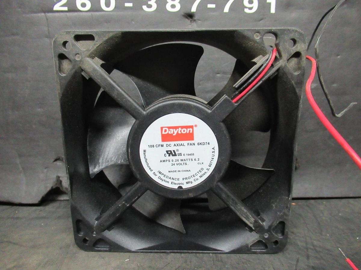 NEW SURPLUS DAYTON DC AXIAL FAN 6KD74 108 CFM 0.26 AMP 6.2 WATT 24 VOLT