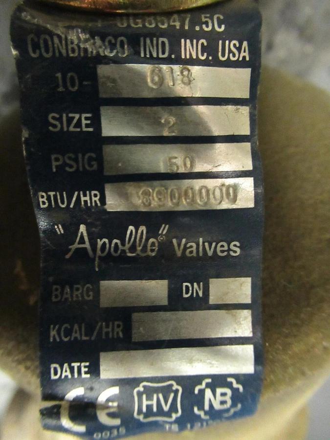 Used APOLLO CONBRACO 2" HOT WATER PRESSURE SAFETY RELIEF VALVE 10-618 50 PSIG