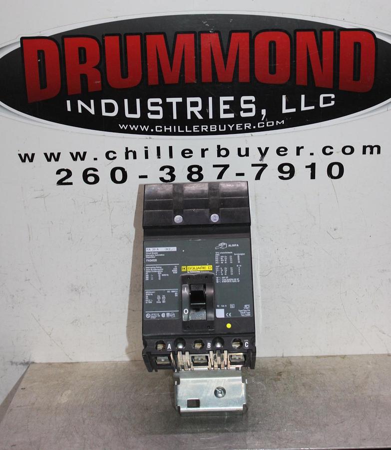 Used SQUARE D I-LINE CIRCUIT BREAKER FA36100 100 AMP 600 VAC 3-POLE