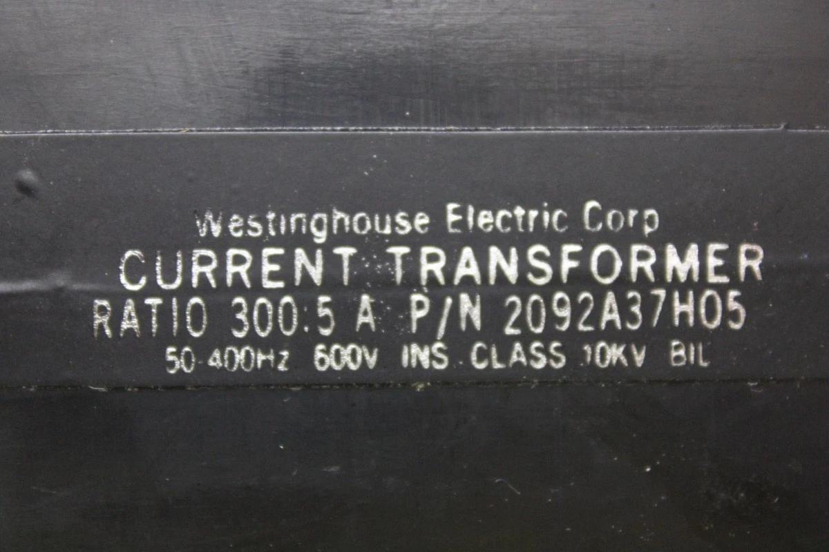 Used WESTINGHOUSE CURRENT TRANSFORMER 2092A37H05 300:5 600V 50-400 HZ