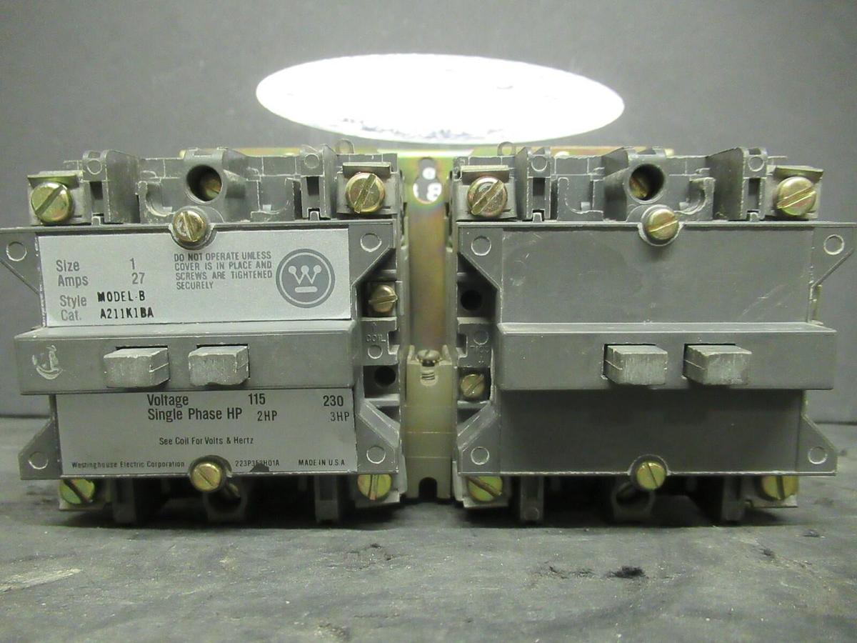 Used 27 AMP WESTINGHOUSE REVERSING CONTACTOR A211K1BA 240 VAC 3 HP