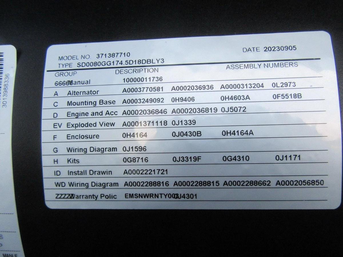 Used 80 KW DIESEL GENERATOR GENERAC 120/240V FPT BRAND NEW SOUND ENCLOSED VIDEO 50 KW