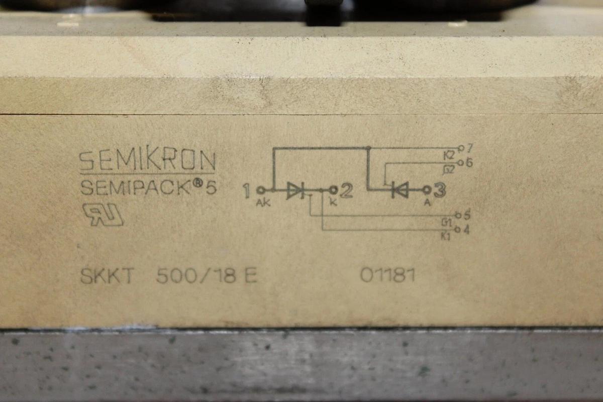 Used SEMIKRON SEMIPACK 5 POWER MODULE SKKT-500/18E W/ 85950-1 REV. A