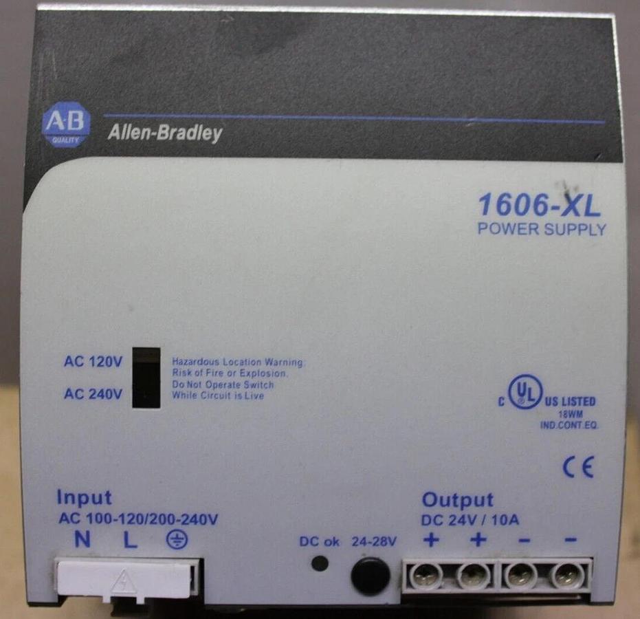 Used ALLEN BRADLEY POWER SUPPLY 1606-XL240E 240 VAC 6 AMP 288 WATT 50-60 HZ
