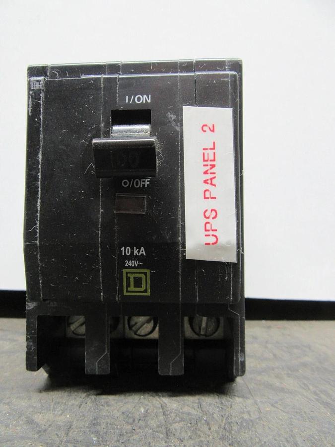 Used SQUARE D BOLT-ON HACR CIRCUIT BREAKER QOB100 100 AMP 240 VAC 3-POLE