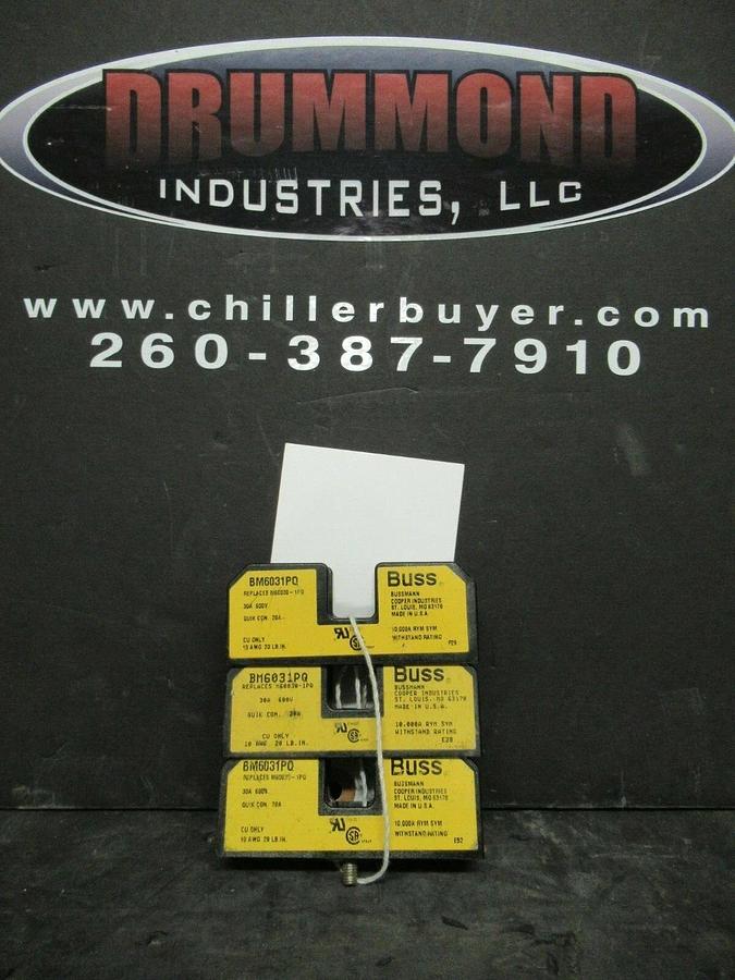 Used LOT OF 3 BUSSMANN FUSE HOLDER BM6031PQ FOR 30 AMP 600 V FUSES