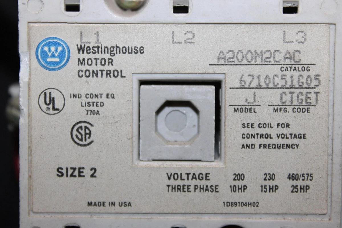 Used WESTINGHOUSE MCC MOTOR CONTROL BUCKET FREEDOM 2100 18" SIZE 2 CL75250