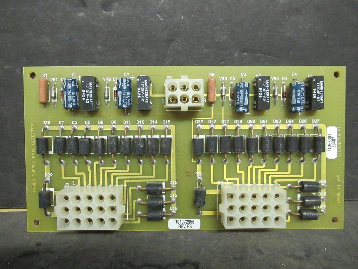 Used EXIDE 101072956 REV P3 POWER SUPPLY FAIL DETECTOR CIRCUIT BOARD 118302754 P1