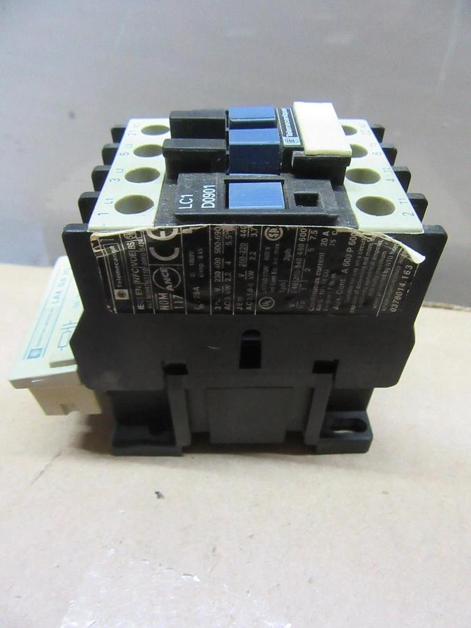 Used LOT OF 2 TELEMECANIQUE CONTACTOR LC1-D0901 600 VOLT 25 AMP 7.5 HP
