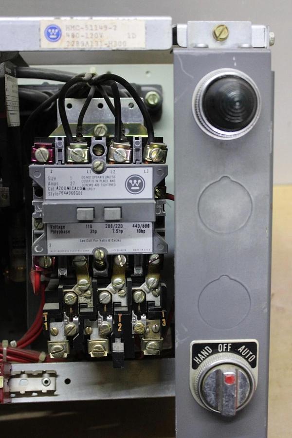 Used WESTINGHOUSE TYPE W MOTOR CONTROL BUCKET 12" SIZE 1 STARTER 27 AMP W/ DOOR