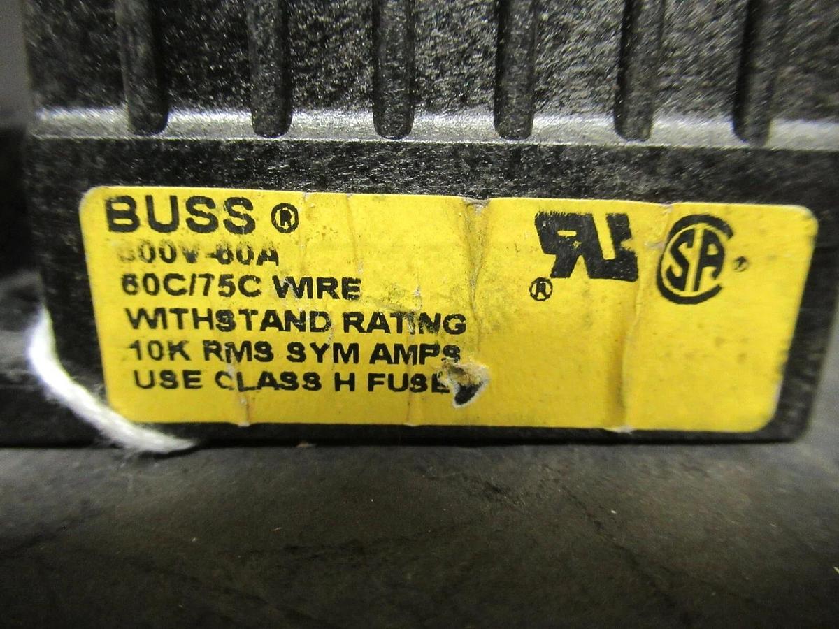 Used BUSSMAN FUSE HOLDER H60060-3S FOR 60 AMP 600 V FUSES **WARRANTY**