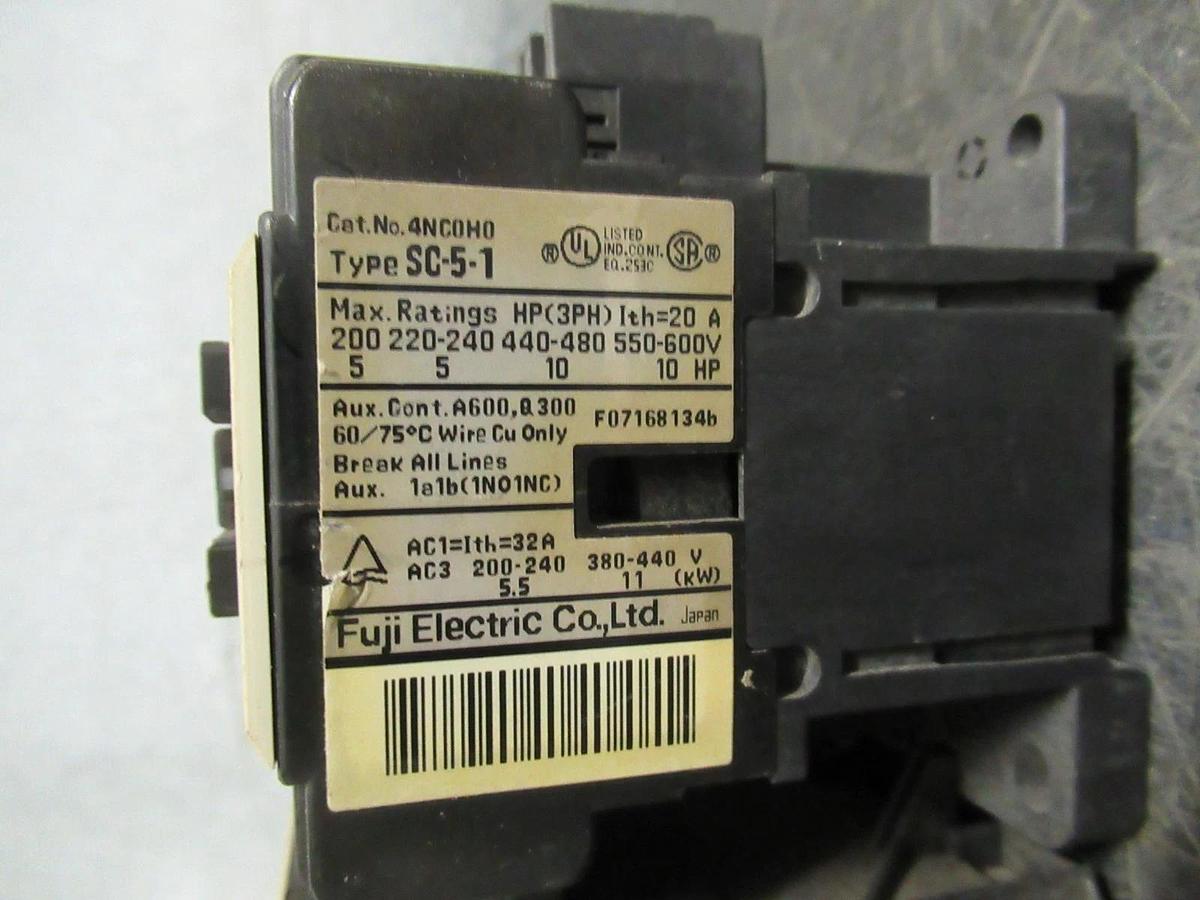 Used FUJI ELECTRIC STARTER SC-5-1 600V 3POLE 20A 10HP **WARRANTY INCLUDED**