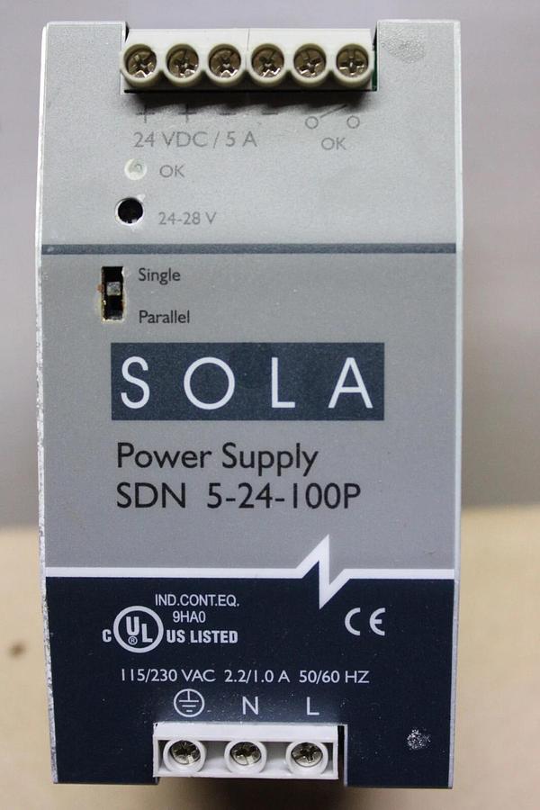 Used EMERSON SOLA POWER SUPPLY SDN-5-24-100P 230 VAC 2.2 AMP **WARRANTY**