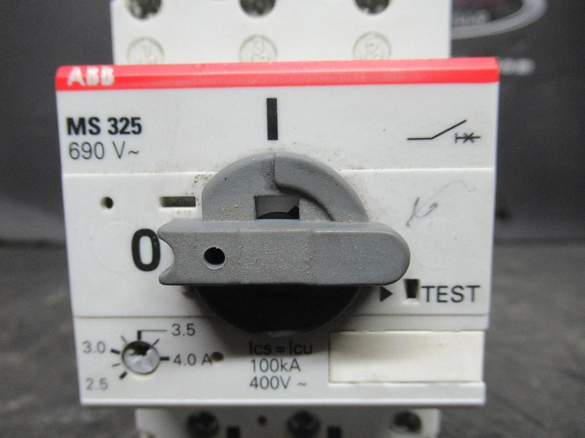 Used ABB MANUAL MOTOR STARTER MS-325 600 VAC 2.5-4 AMPS 3 HP 3-POLE 3-PHASE
