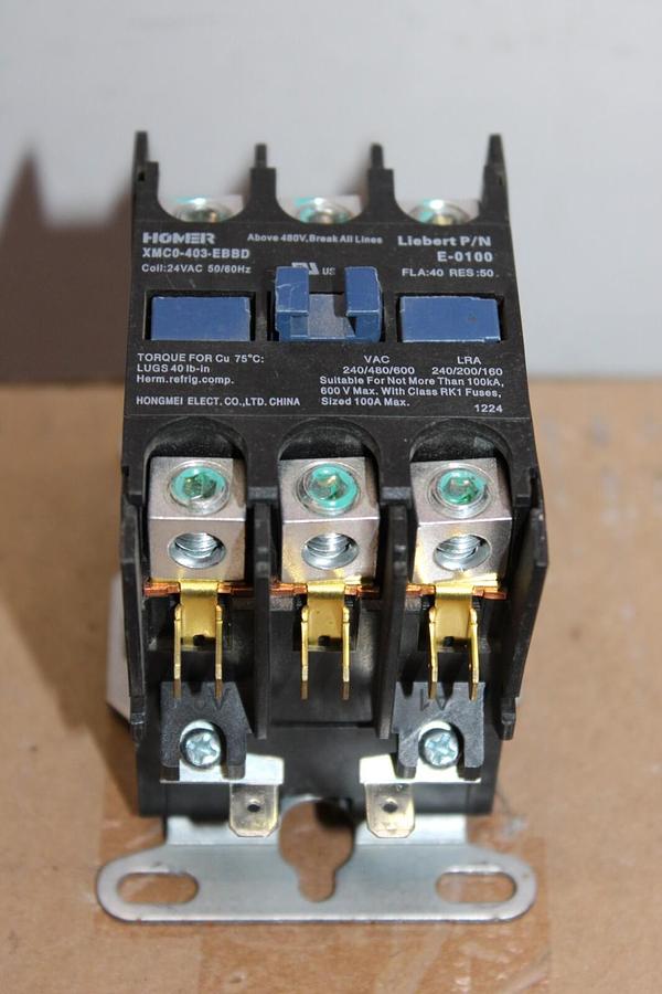 Used HOMER CONTACTOR XMC0-403-EBBD E-0100 40 AMP 600 VAC COIL: 24 VAC **LOT OF 2**