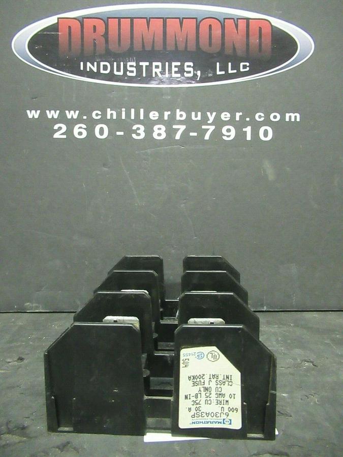 Used MARATHON FUSE HOLDER 6J30A3SP FOR 30 AMP 600 V CLASS J FUSES **WARRANTY**
