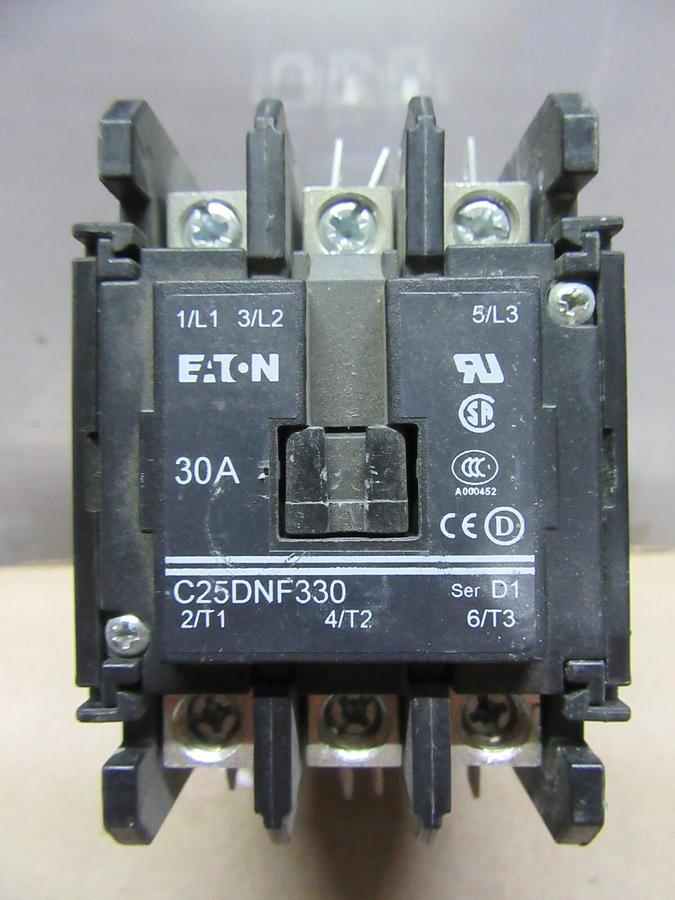 Used EATON CONTACTOR C25DNF330 30 AMP 600 VAC 3-POLE 3-PHASE COIL: 110/120 VOLT