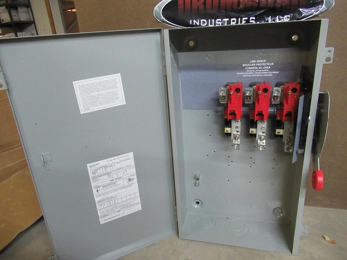 NIB EATON 200 AMP HEAVY DUTY SAFETY SWITCH DH364UGK2 TYPE 1 3-POLE 150 HP 600 V