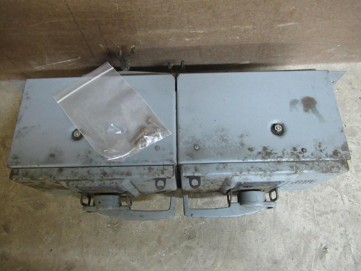Used SQUARE D QMB SAFLEX TWIN UNIT QMB-3636-T 60/30 AMP 600 VAC 3-POLE 40/20 HP