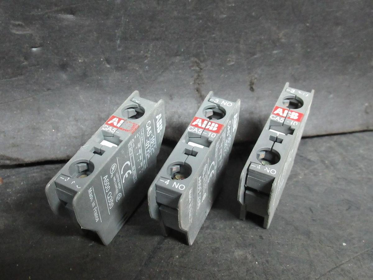 Used LOT OF 3 ABB AUXILLIARY CONTACT CA5-10 690 VOLT 16 AMP A600-Q300 **WARRANTY**