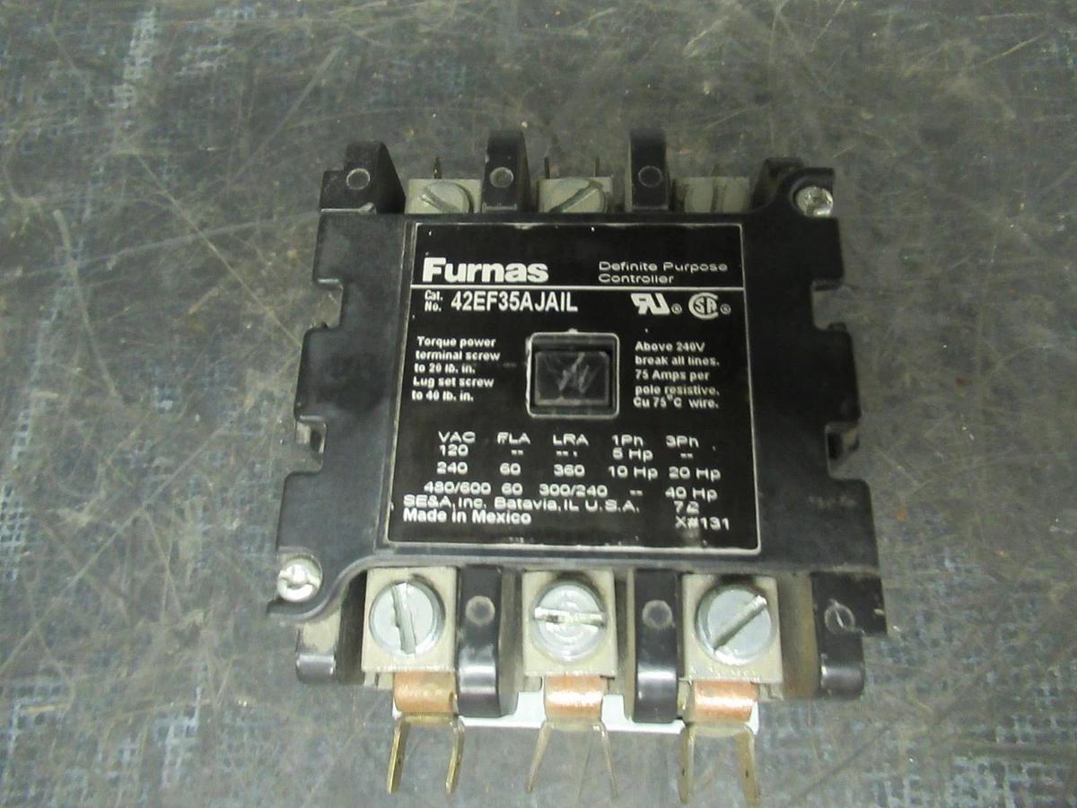 Used FURNAS CONTACTOR 42EF35AJAIL 60 AMP 600 VAC 75A/RES 40HP **WARRANTY INCLUDED**
