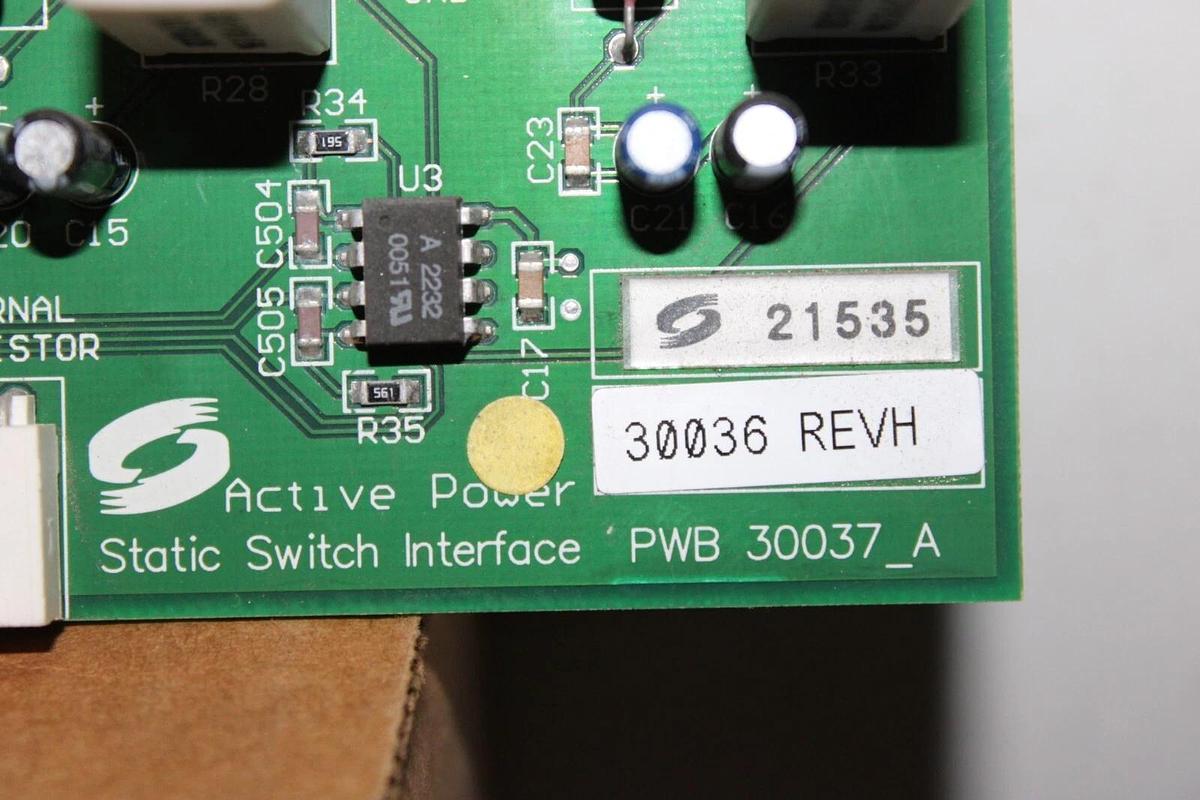 Used ACTIVE POWER STATIC SWITCH INTERFACE 30037_A 30036 REV. H **WARRANTY**