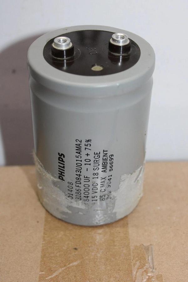 Used PHILIPS CAPACITOR 3186FD843U015AMA2 84000 uF -10% +75% 15 VDC 362-9041-56699