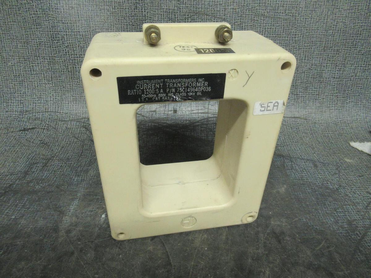 Used INSTRUMENT TRANSFORMERS CURRENT TRANSFORMER 75C149640P036 RATIO: 1200:5