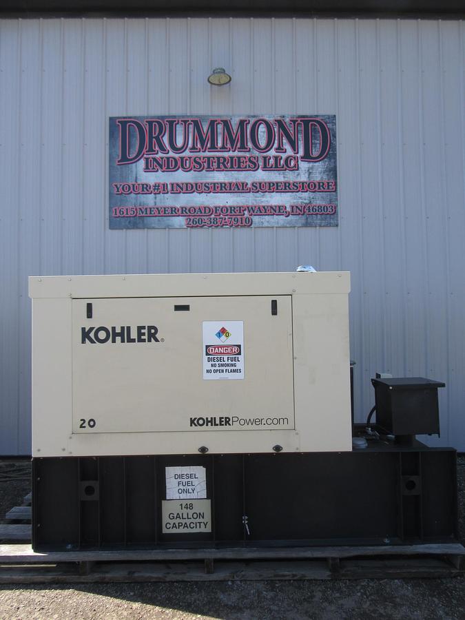 Used 20 KW DIESEL GENERATOR KOHLER 120/240V 20REOZK ENCLOSED ONLY 82 HRS